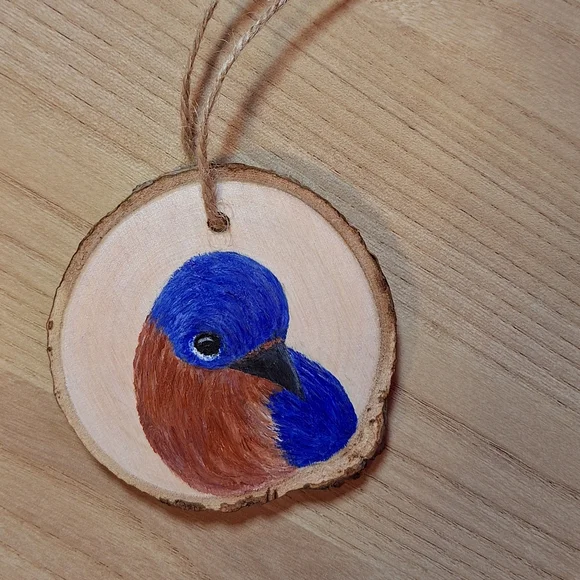 "Eastern Bluebird" Hand-painted Wall Hanging (NWOT) - Picture 7 of 8